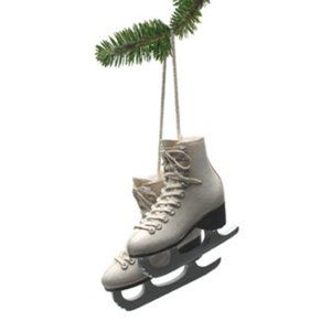 Abbott Collection Figure Skates Ornament Ivory Resin Ice Skating Decor NWT
